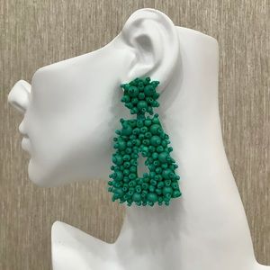 “Bohemian” Beaded Earrings In Palm Green.